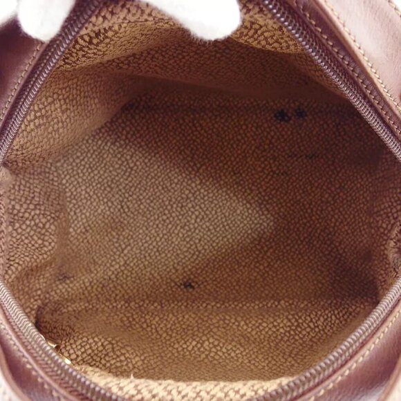 BORBONESE Handbag Ushura Pattern Beige Suede ?~ Leather Authentic Used G1614 - Picture 6 of 8